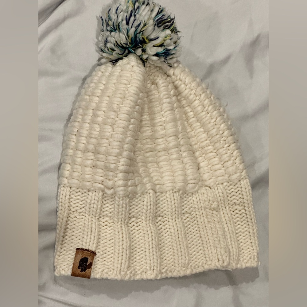 The North Face Beige Knit Pom-Pom Beanie Hat - Picture 4 of 7